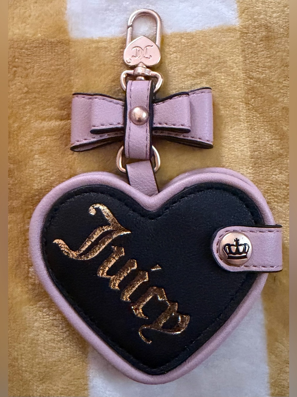 Juicy Couture Black and Pink Heart Bow Bag Charm
